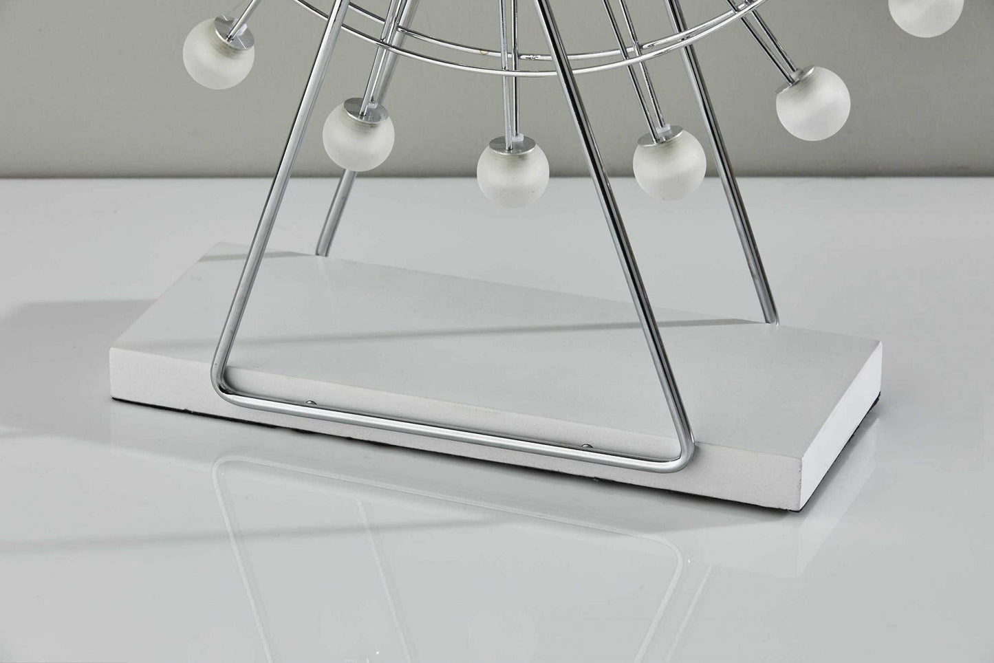 HomeRoots 22in LED Table Lamp, Off White Metal Base, Acrylic Globe Shade, Model HRF-372849