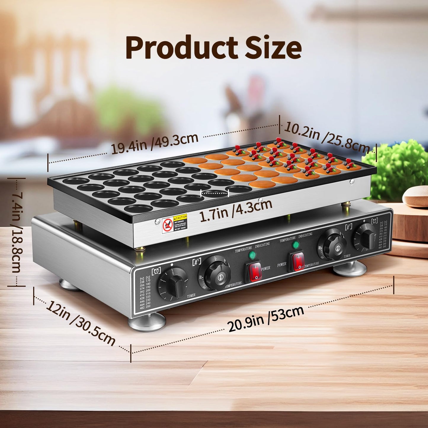 Leomru 110V Mini Pancake Baker 1800W, 50PCS Commercial Pancakes Maker Machine, 1.8 Inches Electric Muffin Waffle Maker Machine Dutch Poffertjes Grill For Home Kitchen Restaurant Snack Dessert