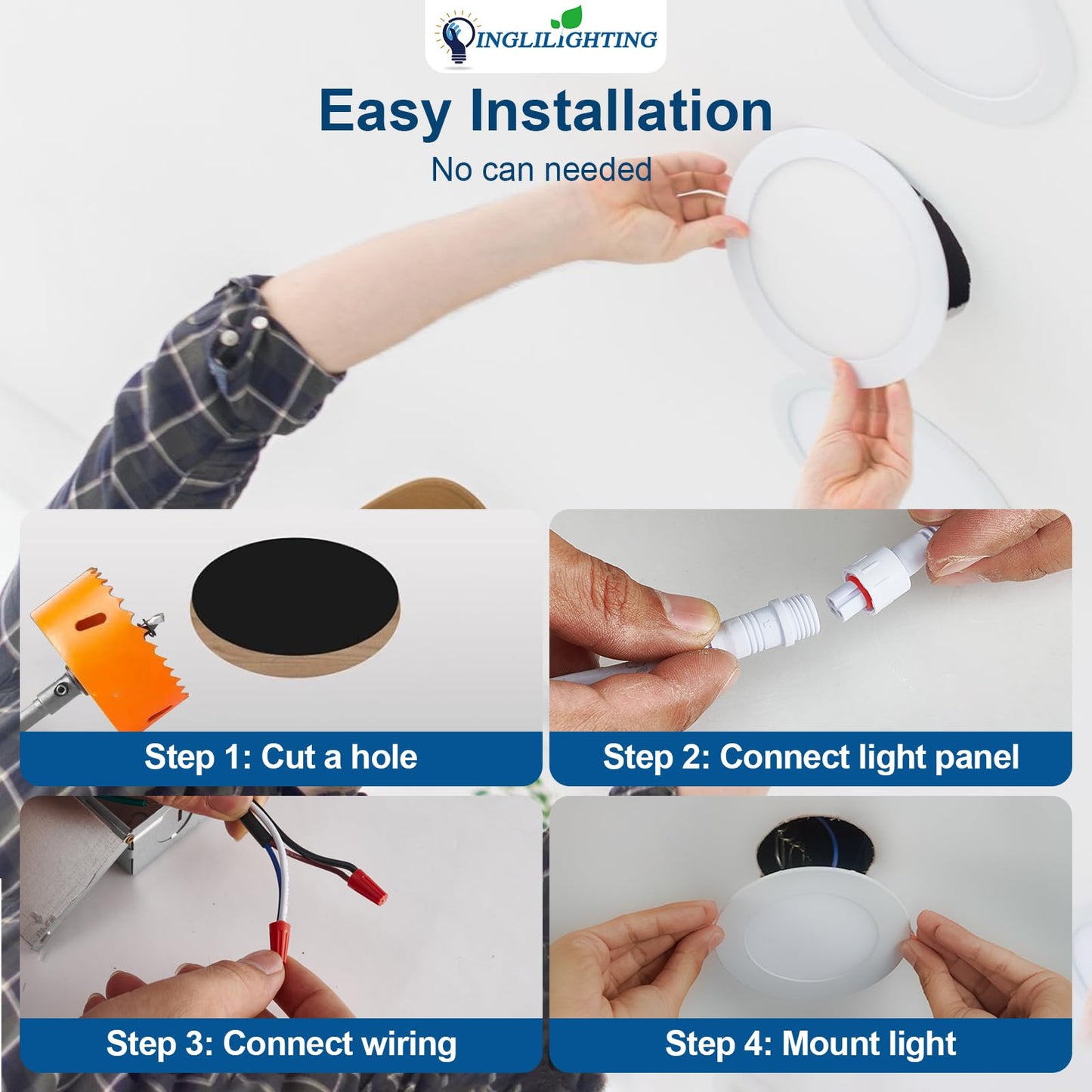 Dllt Led Recessed Ceiling Light: 24 Pack 3 Inch Slim Recessed Lighting For Kitchen - 5Cct Dimmable Canless Wafer Downlight For Living Room - 1200Lm Brightness 12W Led Can Lights For Bedroom Etl Fcc