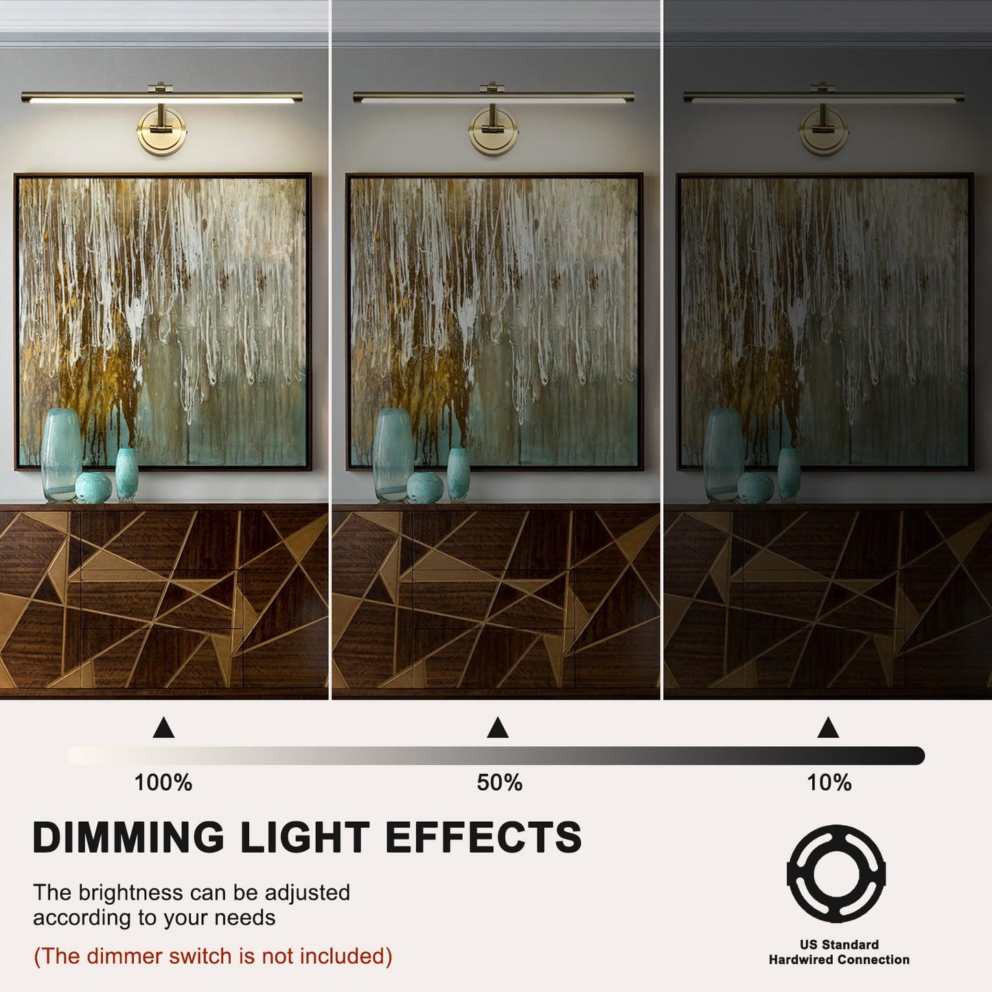 Hard-Wired Picture Lights 23.6 Inch Dimmable Led Wall Art Lighting Modern Gallery Light Poster Lights Adjustable Swing Arm Picture Frame Light For Display Art Work 14W 2700K  Warm White Antique Bronze
