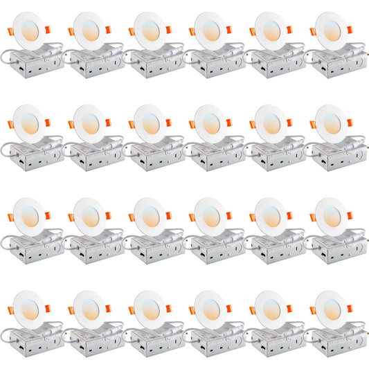 Dllt Led Recessed Ceiling Light: 24 Pack 3 Inch Slim Recessed Lighting For Kitchen - 5Cct Dimmable Canless Wafer Downlight For Living Room - 1200Lm Brightness 12W Led Can Lights For Bedroom Etl Fcc