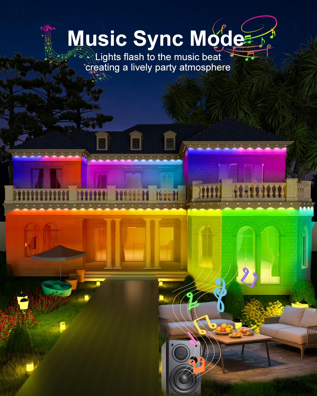 Tropwellhouse Permanent Outdoor Light Pro  100Ft With 72 Rgb+Ic Led Lights  90 Scene Modes  Ai Light Design  Ip67 Waterproof For Halloween Christmas Decor And Daily Lighting  Work With Alexa  Google