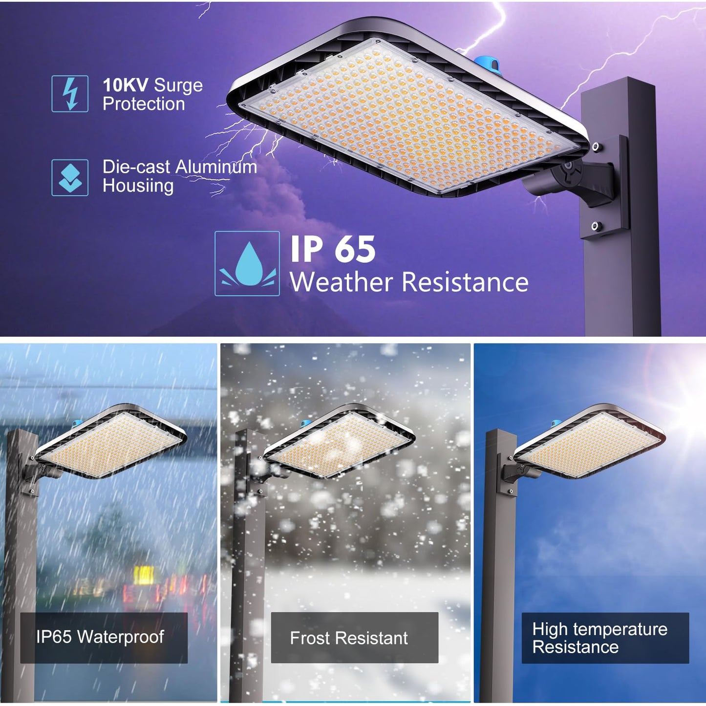 Lightdot 500W Parking Lot Lighting 75000Lm 5000K Led Parking Lot Lights With Dusk To Dawn Photocell  Ip65 Waterproof Arm Mount-2Pack (Coverage: 66~121Ft At Height:30~55Ft)
