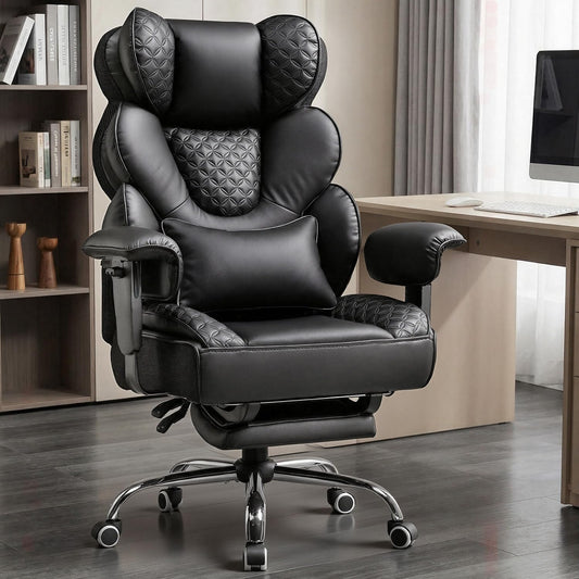 COMHOMA Big and Tall Office Chair with Upgrade Footrest, Heavy Duty Gaming Chair High Back Executive Chair with Spring Lumbar Support for Lower Back Pain Relief, 150°Reclining Adjustable Armrests
