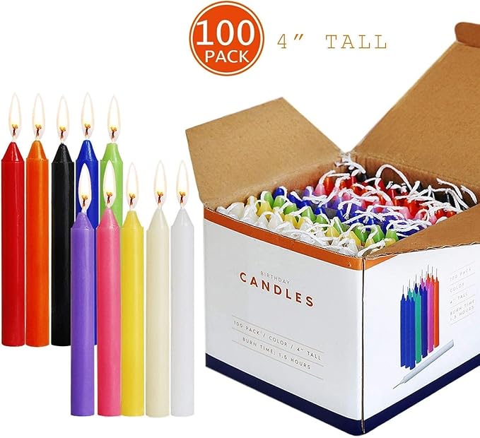 100 Pack Assorted Color Spell Chime Candles, 4 Inch Mini Taper Candles for for Home Decor Kitchen Decor Wedding Decoration-10 Colours