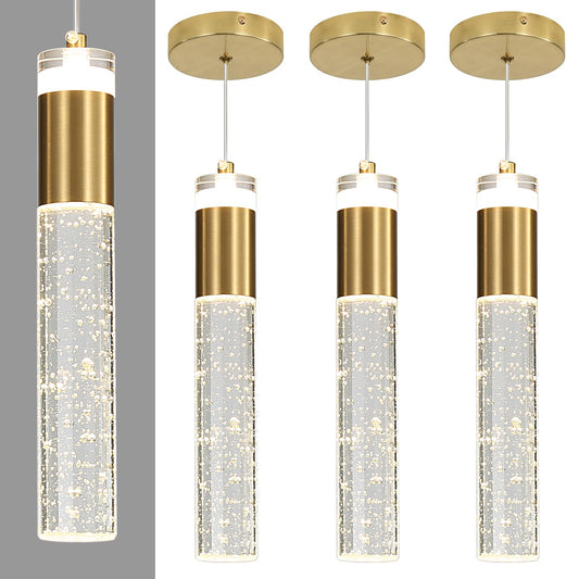 3 Pack Modern Kitchen Island Pendant Lights  Gold Bubble Crystal Ceiling Hanging Light  3 Color 2700K/4500K/6500K  Mini Linear Led Chandelier Lighting For Dining Room  Bedroom  Bar  Hallway  Bedside