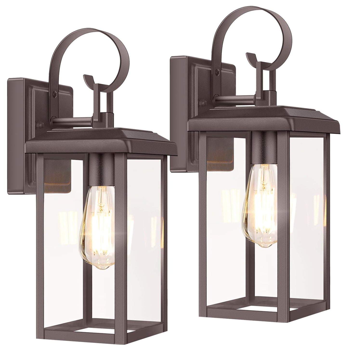 Beslowe 2-Pack Outdoor Wall Light Fixtures  15  Exterior Lighting Fixtures Wall Mount  Waterproof Porch Lights Outdoor Wall Sconces Lanterns  Modern Outside Lights For House Front Door Garage  Brown