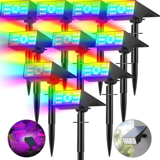 Katipeal Solar Color Changing Rgb Spot Lights Outdoor  10 Pack/7 Lighting Modes Multicolor Outdoor Lights For Yard Waterproof Ip68  Halloween Christmas Solar Landscape Powered Lights Garden Pathway