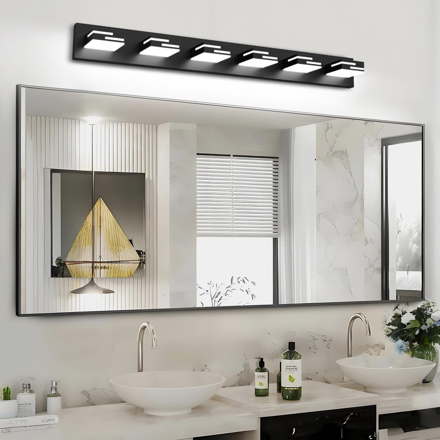 Izorro Modern Led Bathroom Vanity Light Fixtures (6-Light 5Cct Dimmable)  Matte Black Vanity Lights For Bathroom Lighting Fixtures Over Mirror With Rotatable
