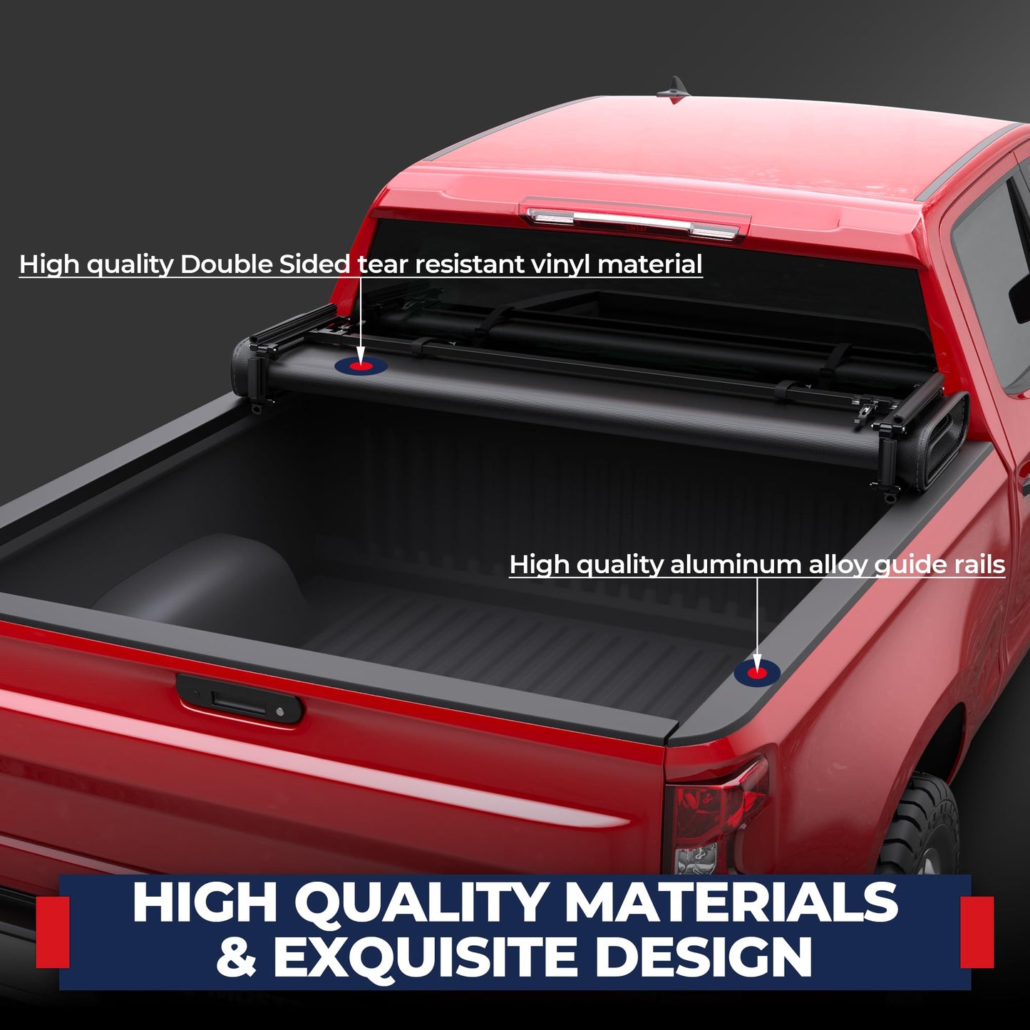 MOSTPLUS Quad Fold Soft Truck Bed Tonneau Cover Compatible for 2014-2019 Chevy Silverado GMC Sierra 1500 2015-2018 Silverado Sierra 2500 3500 HD 6.5/6.6 FT Bed Fleetside On Top