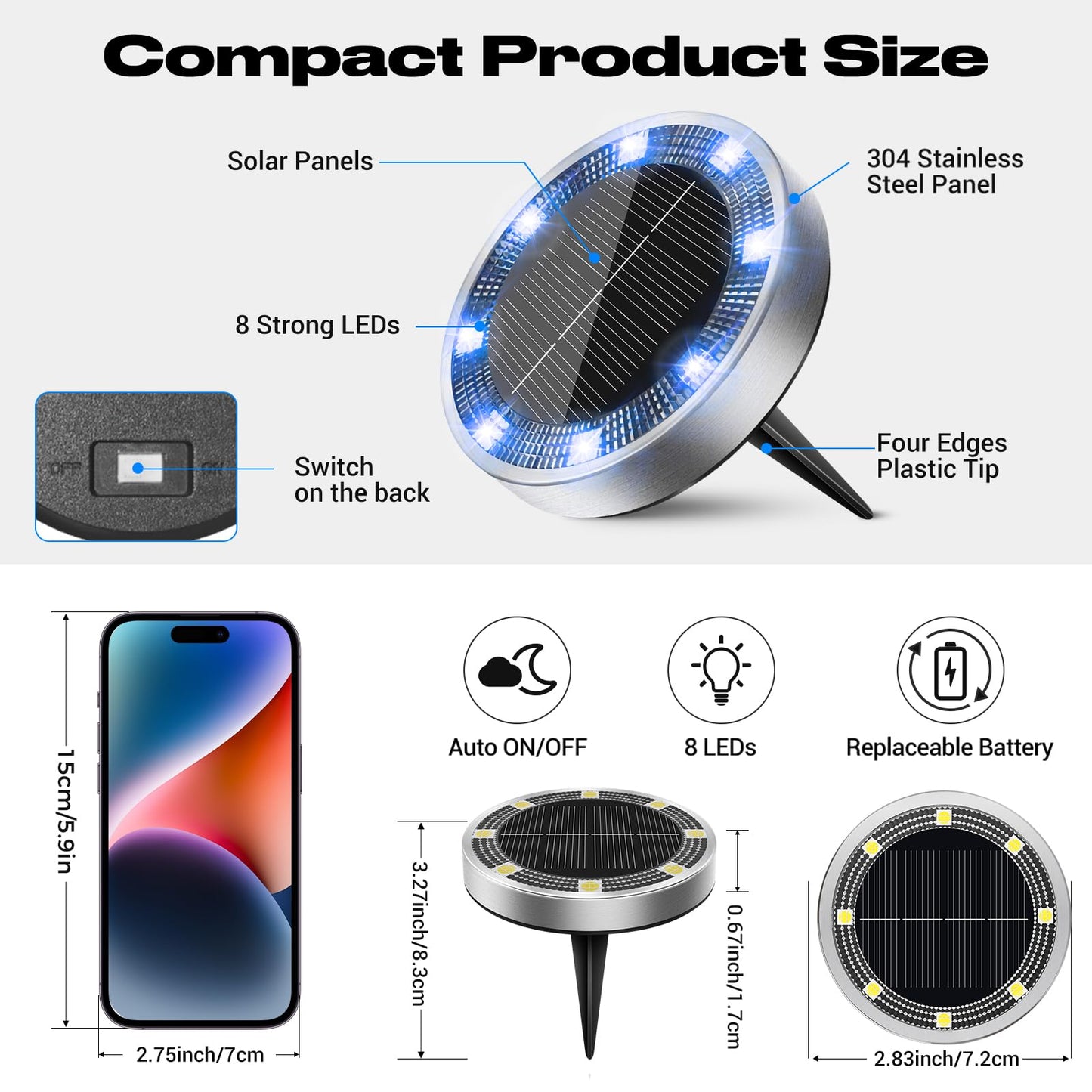 Peasur Solar Ground Lights Outdoor  12 Pack Flat Solar Powered Disc Lights  Ip68 Waterproof  Anti-Rust  Landscape Lighting For Pathway Garden Yard Lawn Walkway Landscape Driveway  Blue