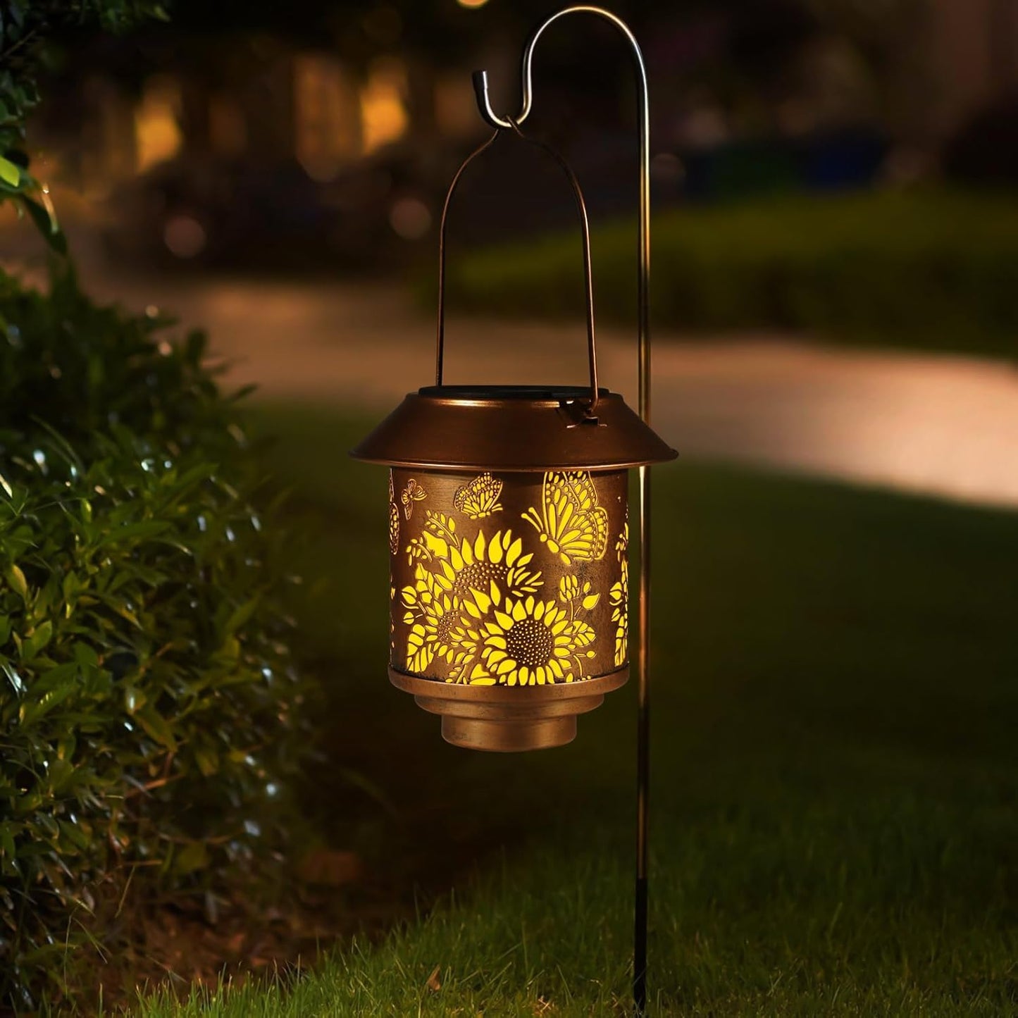 Solar Lantern Outdoor Hanging Lights Gifts For Women Mom Metal Garden Decor Outside Waterproof Led Lanterns For Patio(Butterfly-2Pack)
