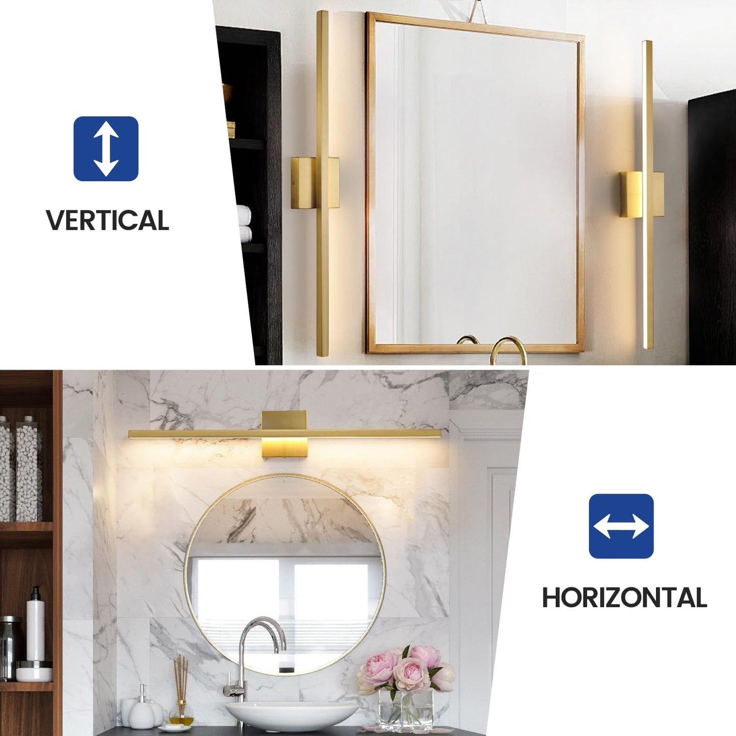 Epinl Gold Vanity Lights For Bathroom - 31.5 Inch Brushed Gold Bathroom Light Fixtures Over Mirror 22W Led Dimmable Wall Sconce Lighting Fixture 5Cct Vanity Light Bar For Bathroom Bedroom