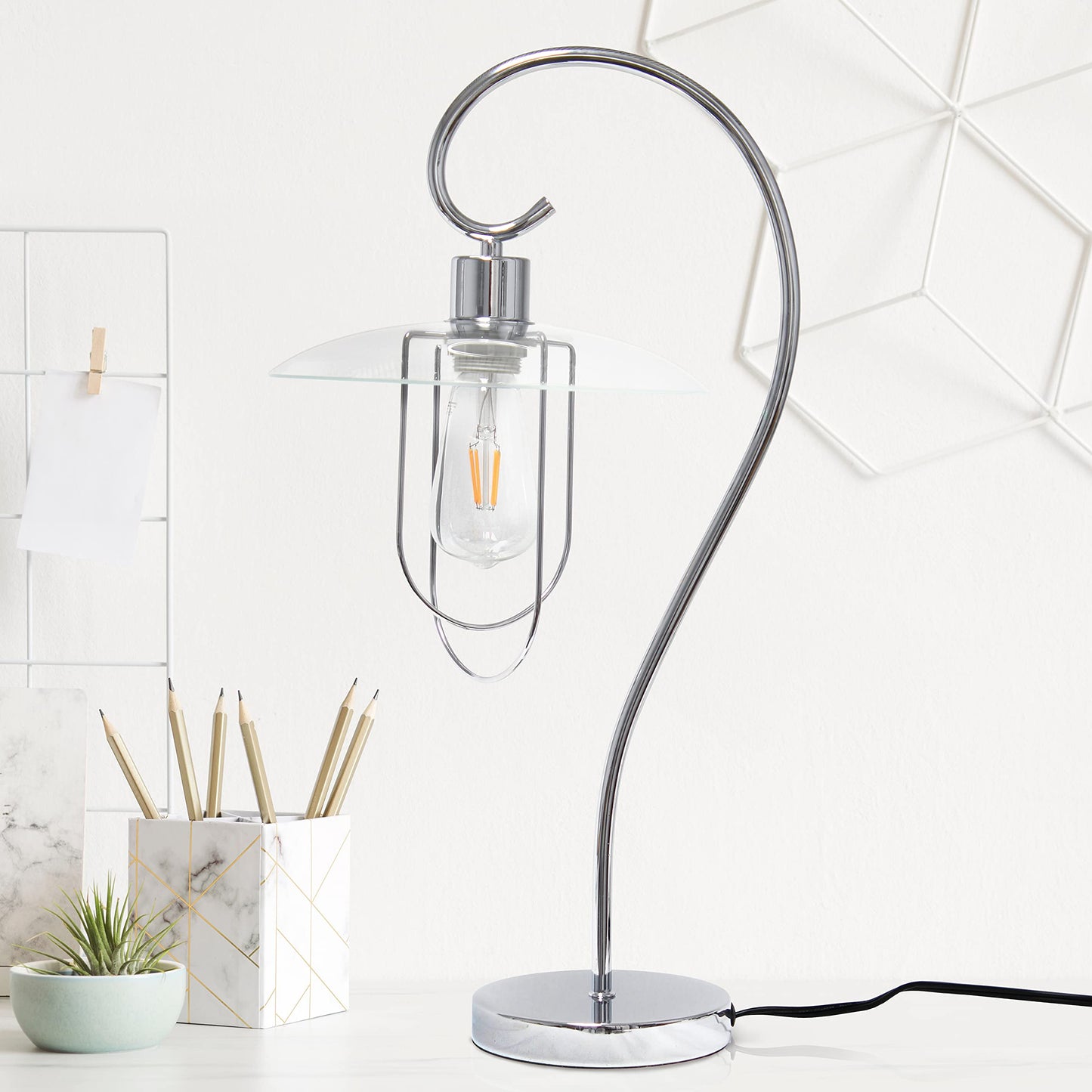 LALIA HOME Modern Table Lamp, Iron, Polished Chrome, Model LHT-4000 Family