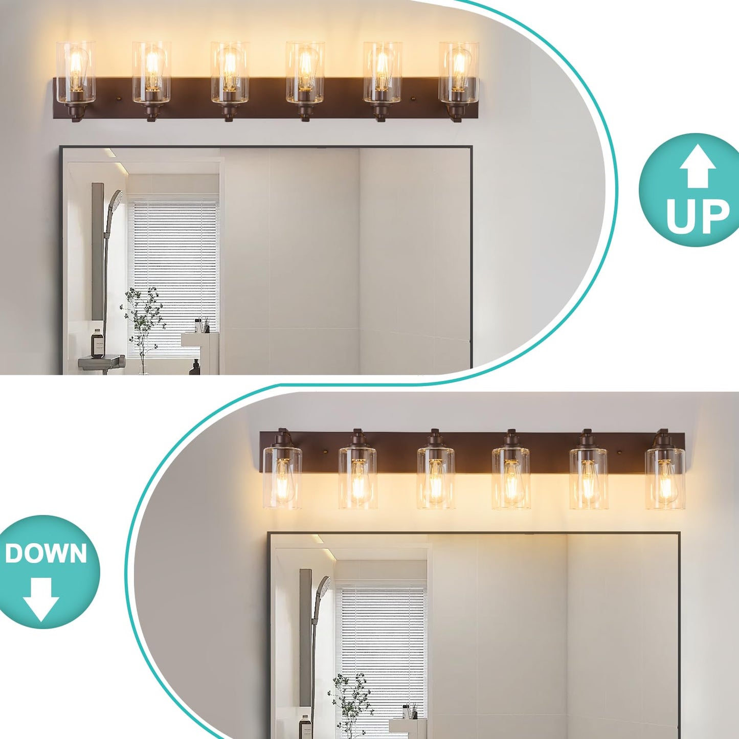 Alaislyc 6-Light Bathroom Light Fixtures Modern Orb Vanity Lights For Bathroom Lighting Fixtures Over Mirror With Clear Glass Shade For Cabinet Mirror Bedroom Hallway