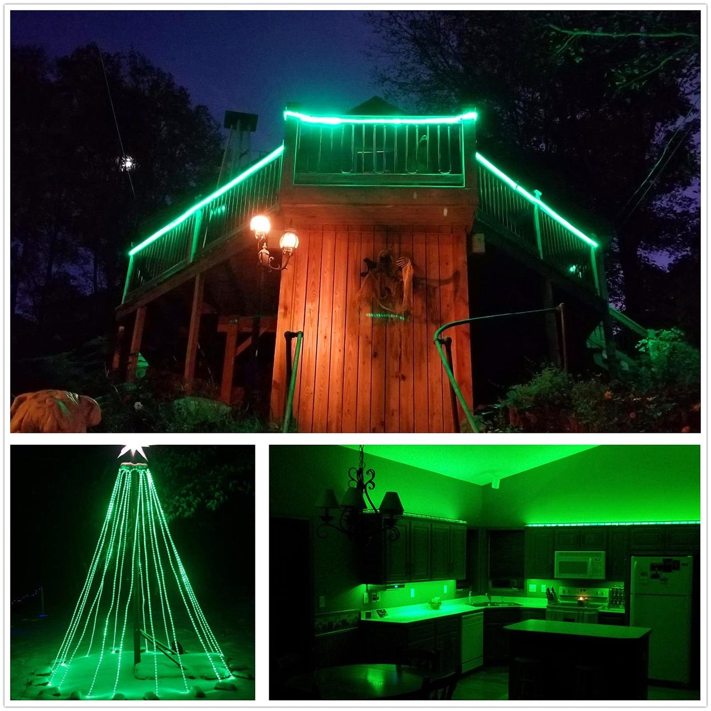 Buyagn Green Led Rope Lights  1080 Leds Waterproof Rope Lights  110V Cuttable Connectable Rope Lights Waterproof Decorative Lighting For Indoor/Outdoor  Patio  Halloween And Christmas Decorations