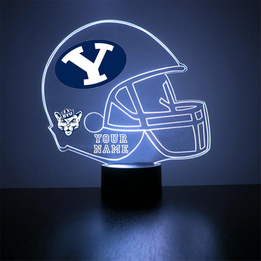 Custom Brigham Young University (Byu) Cougars Football Helmet Led Sign Night Light Lamp With Remote  Personalized Name/Text  Officially Licensed From The Clc By Mirror Magic Gifts  Made In The Usa