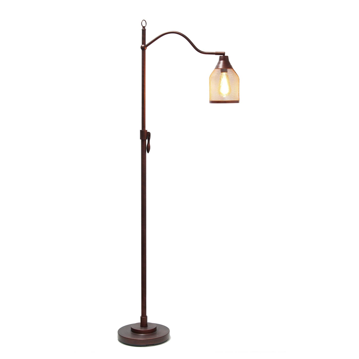 Elegant Designs Adjustable Floor Lamp Metal Netted Shade 10inL x 24.25inW x 60inH Red Bronze Model LF1029-RDB
