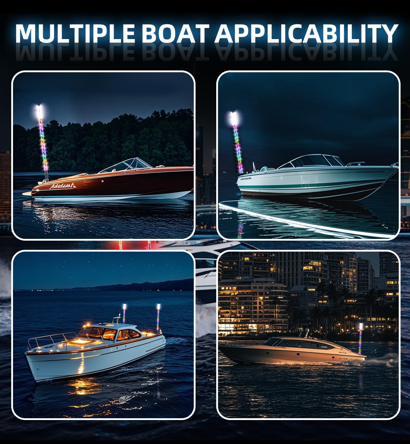 Tavaray 3Ft Boat Navigation Lights  Nav Lights For Boats With 600+ Dynamic Rgb Patterns  Remote Control  2Nm Coast Guard Compliant  360 Visibility  Boat Stern Light With Top White Led