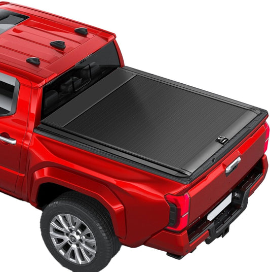 Retractable Truck Bed Tonneau Cover Fits 2016-2026 Toyota Tacoma (5'/60") Bed (Incl. TRD/Limited) Password Lock & OE Track System,Black Matte Aluminum Waterproof