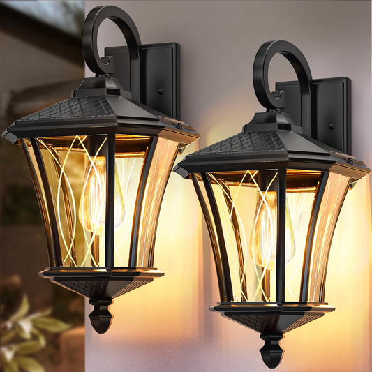 Ysn 19 Large Outdoor Wall Lights 2 Packs  Black Porch Light Fixture Exterior Sconce Light  Retro Outdoor Lighting Fixtures Wall Mount  Waterproof Outdoor Lights For House Garage Yard