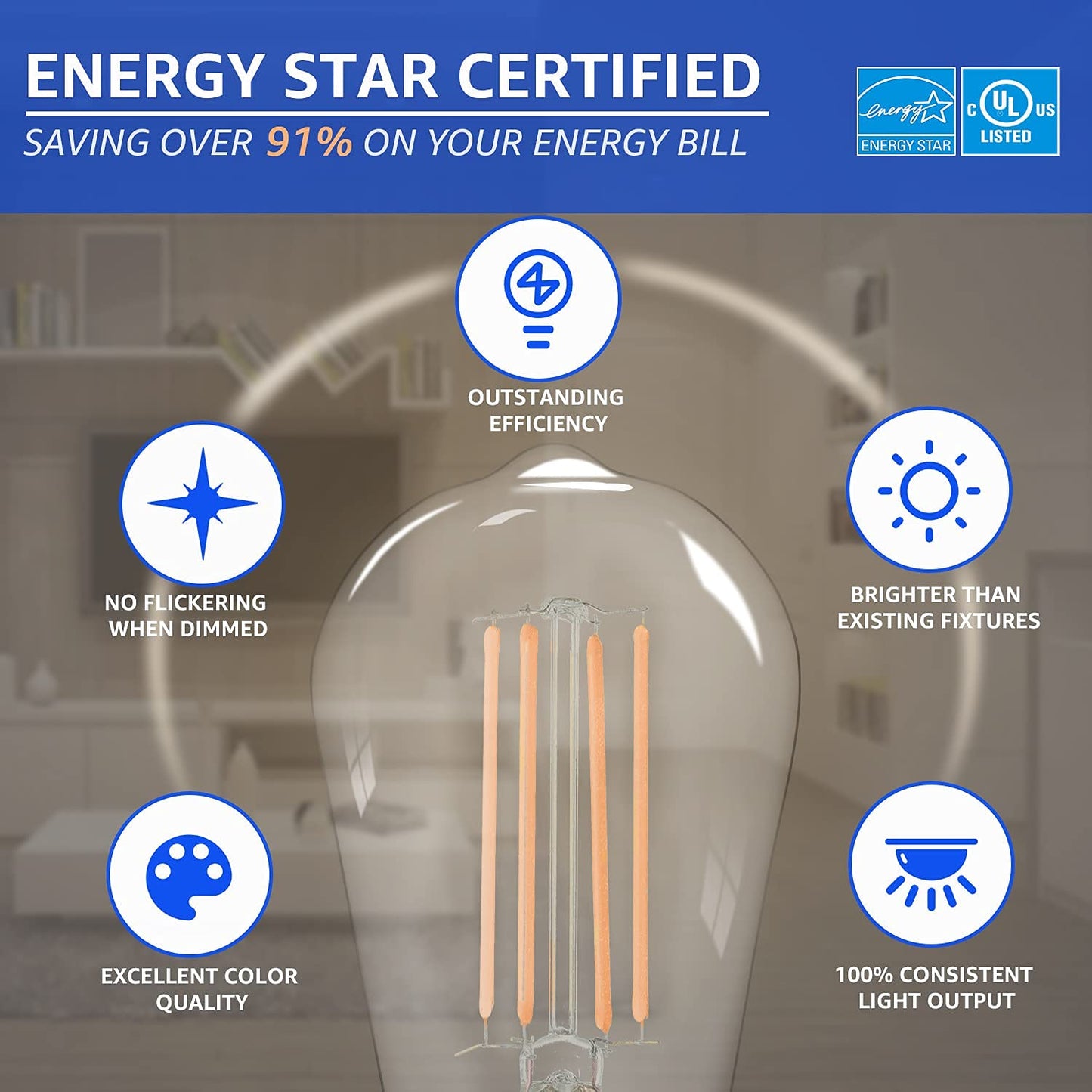 MASTERY MART ST21 Dimmable LED Vintage Edison Light Bulb 100W Equivalent 10 Pack 2700K Soft White Clear Glass E26 Base 1100LM