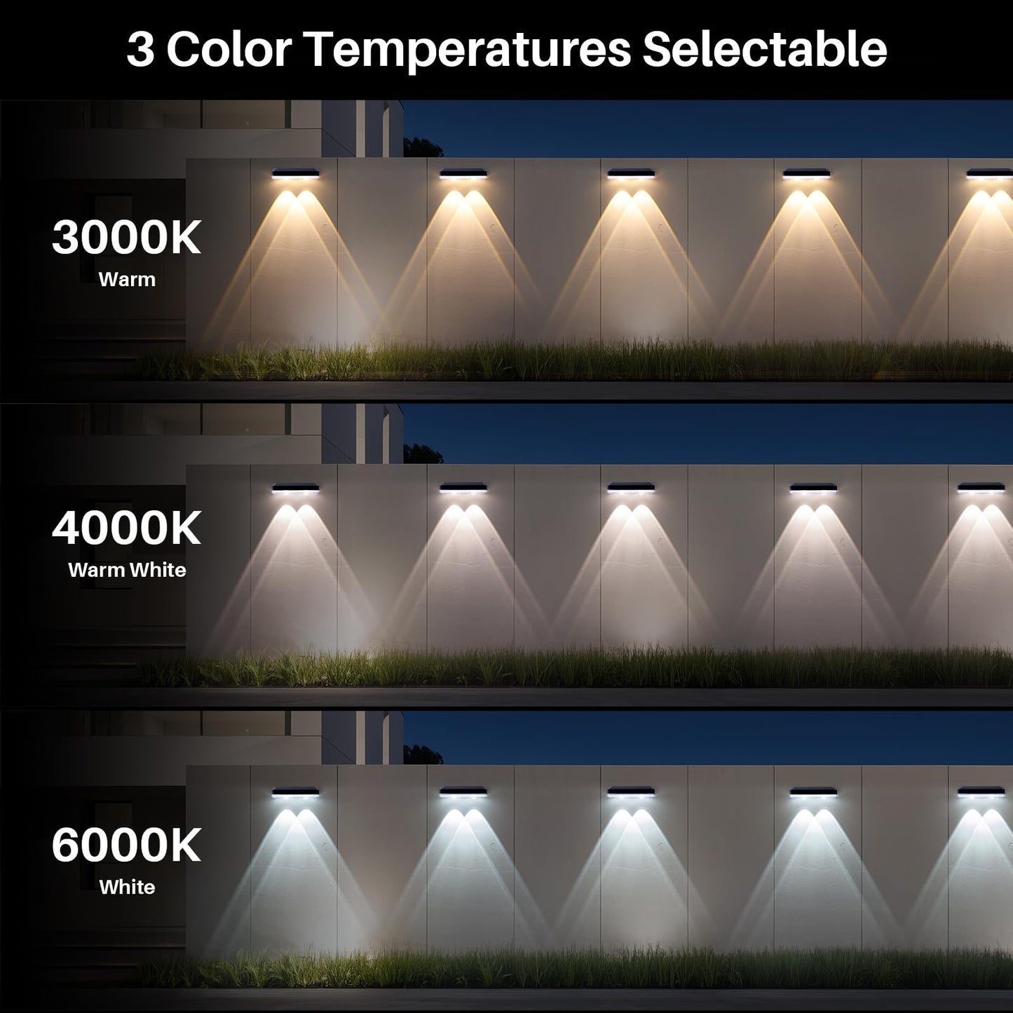 Xmnsoly Solar Powered Outdoor Lights 8 Pack  3 Modes Bright Led Lens Downlights Waterproof 3000/4000/6000K Dusk To Dawn Deck Lighting For Step  Porch  Mailbox