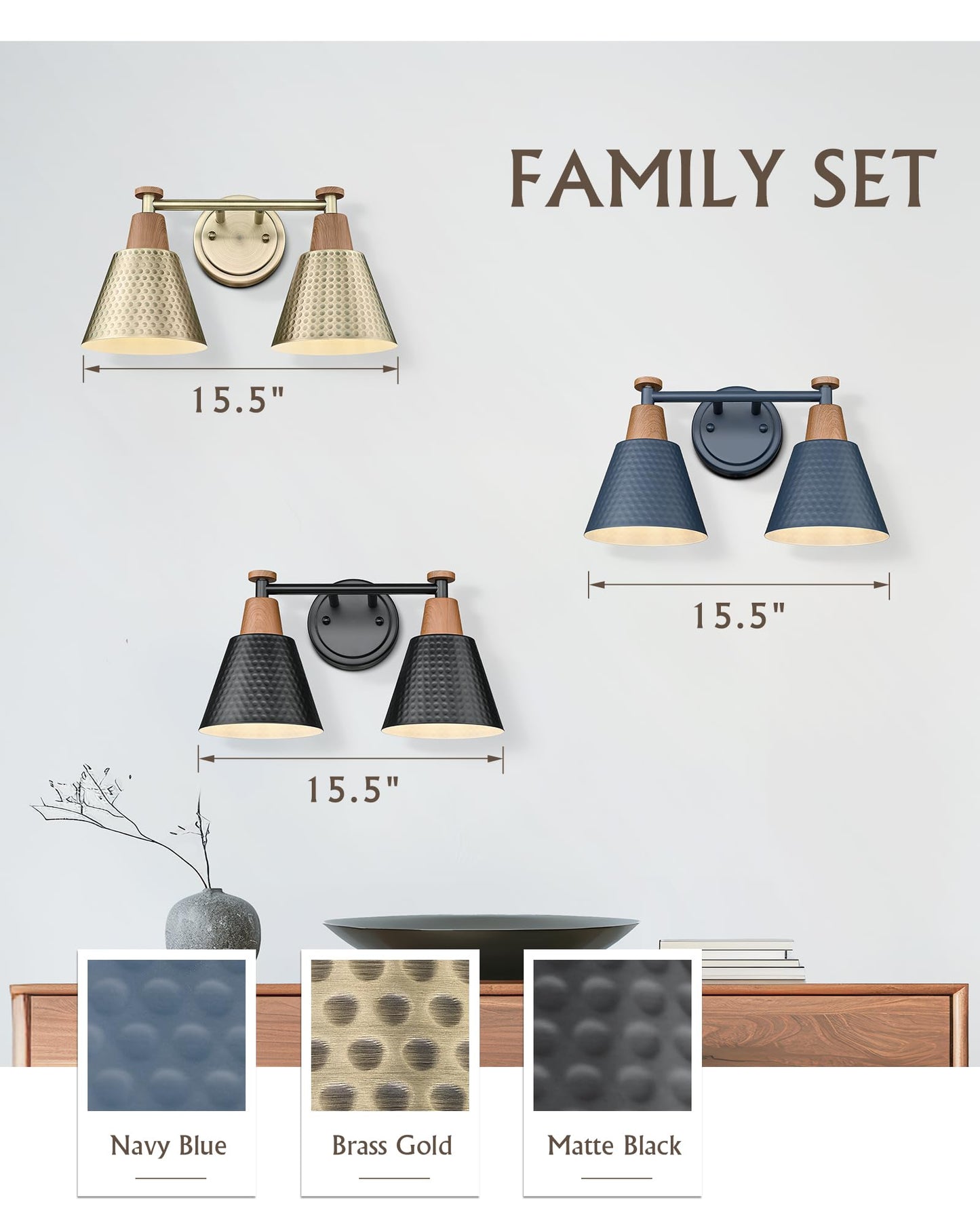 Femila 2 Light Bathroom Vanity Light  15  Modern Bathroom Lighting Fixtures Over Mirror  With Woodgrain Finsih  4Fg59B-2W Blue-Nw