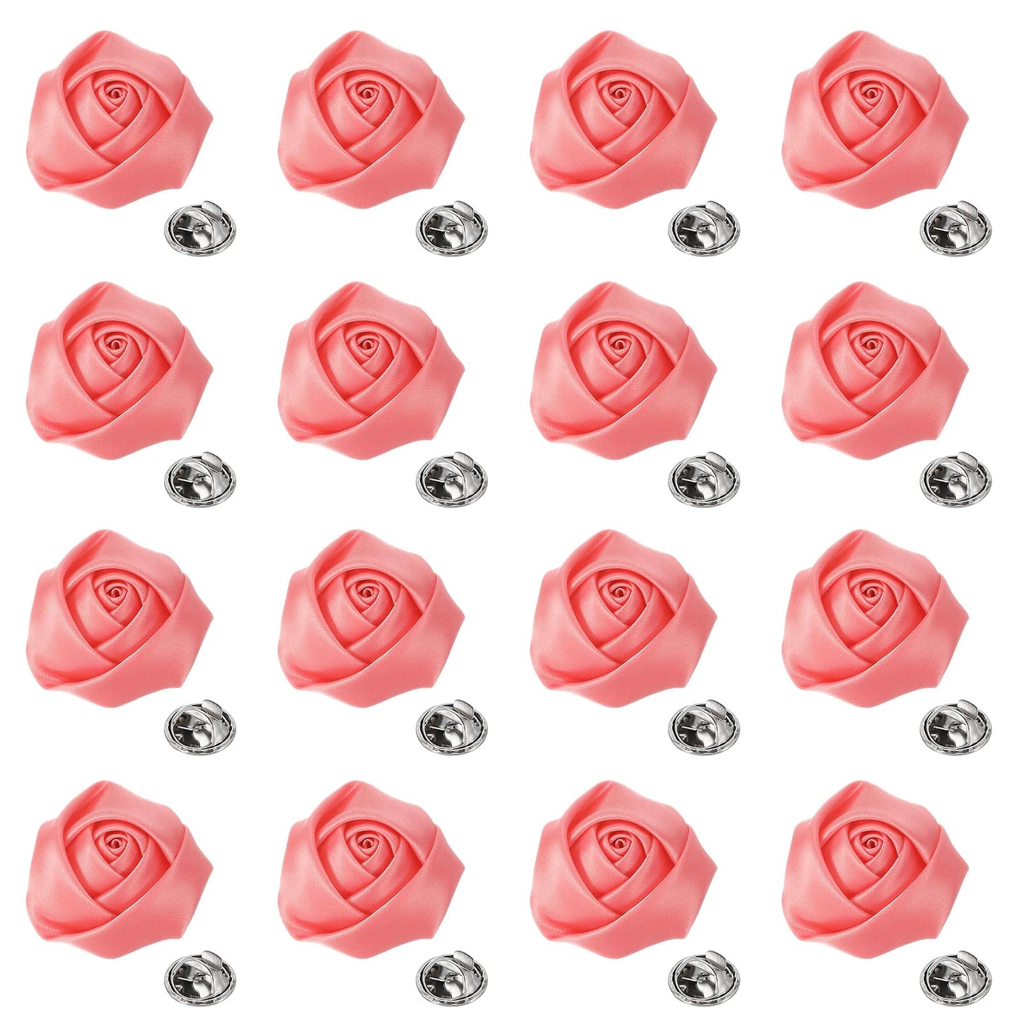 uxcell Lapel Flowers for Men Suits, Lapel Pin for Men Satin Rose Artificial Fabric Flowers Brooch Boutonnieres for Wedding Party Prom Ceremony