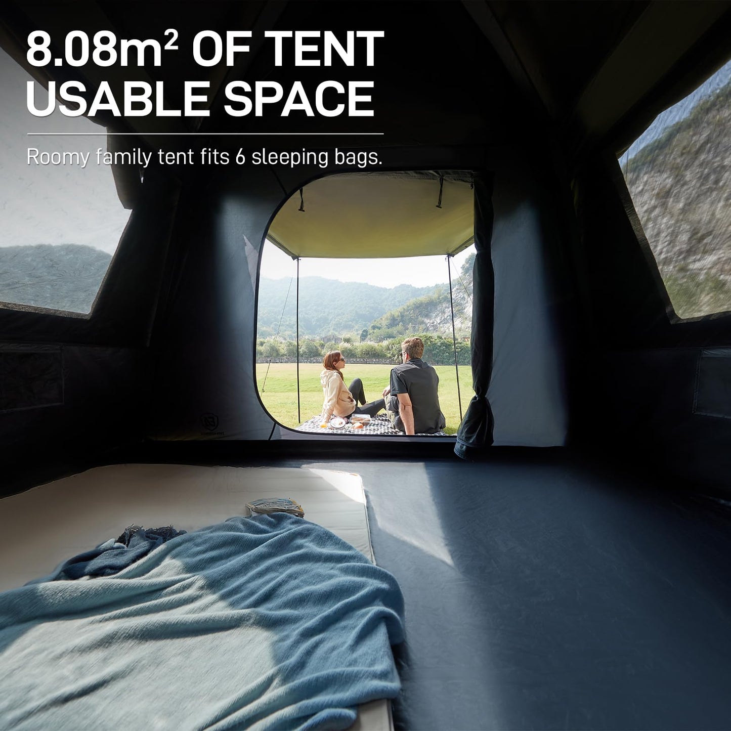 EVER ADVANCED Blackout Design 6 Person Camping Tent, Instant Cabin Tent for Family with Vestibule and Large Mesh Windows, 60s Easy Setup, Double Layer, Water-Resistant, Orange&Black