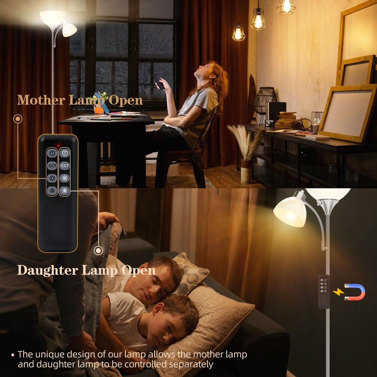 GERGO Floor Lamp with Remote Control, LED Torchiere, 4 Color Temperatures, Brushed Nickel