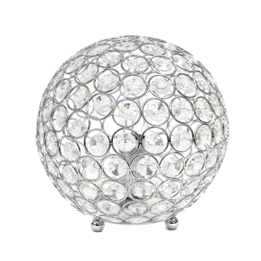 LALIA HOME Elipse Table Lamp, 8in Contemporary Metal Crystal Sphere, Chrome, Model 1270-LHT-3009-CH