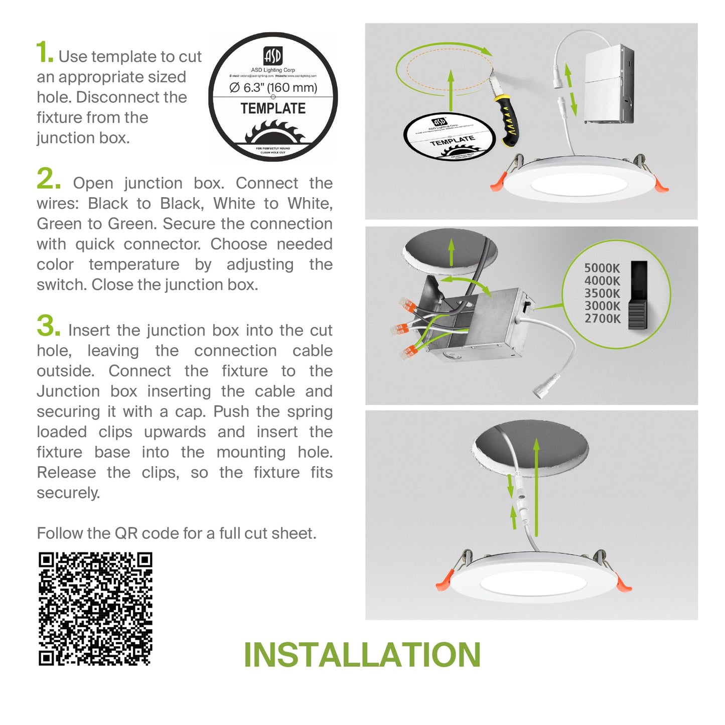 Asd 6 Pack Led Recessed Lighting 6 Inch 15W  5 Cct 2700K-5000K Cri90+  Ic Rated Ultra Thin Dimmable Ceiling Lights With J Box  Canless Wafer Downlight  Round Slim Panel Light  Energy Star Etl  White