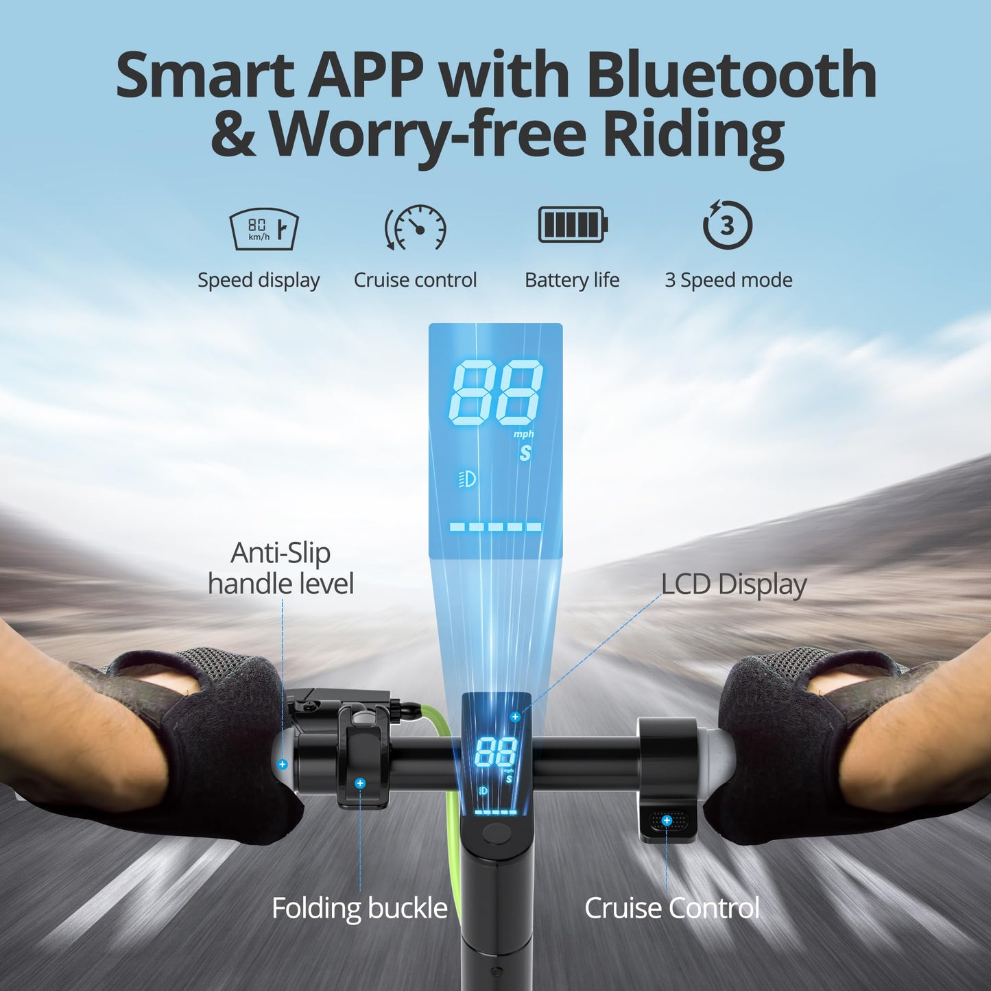 Roinside Electric Scooter - 8.5" Solid Tires, 350W Motor, Up to 19 MPH& 16 Miles Long-Range Commuting Folding E-Scooter for Adults with Dual Braking System and Smart App