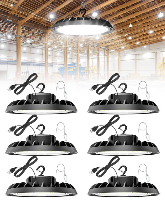 Volisun 6 Pack Ufo Led High Bay Light 37 500Lm  250W  5000K Daylight  100-277V High Bay Led Shop Lights  Etl Listed Commercial Bay Lighting For Garage Workshop Barn Factory Warehouse