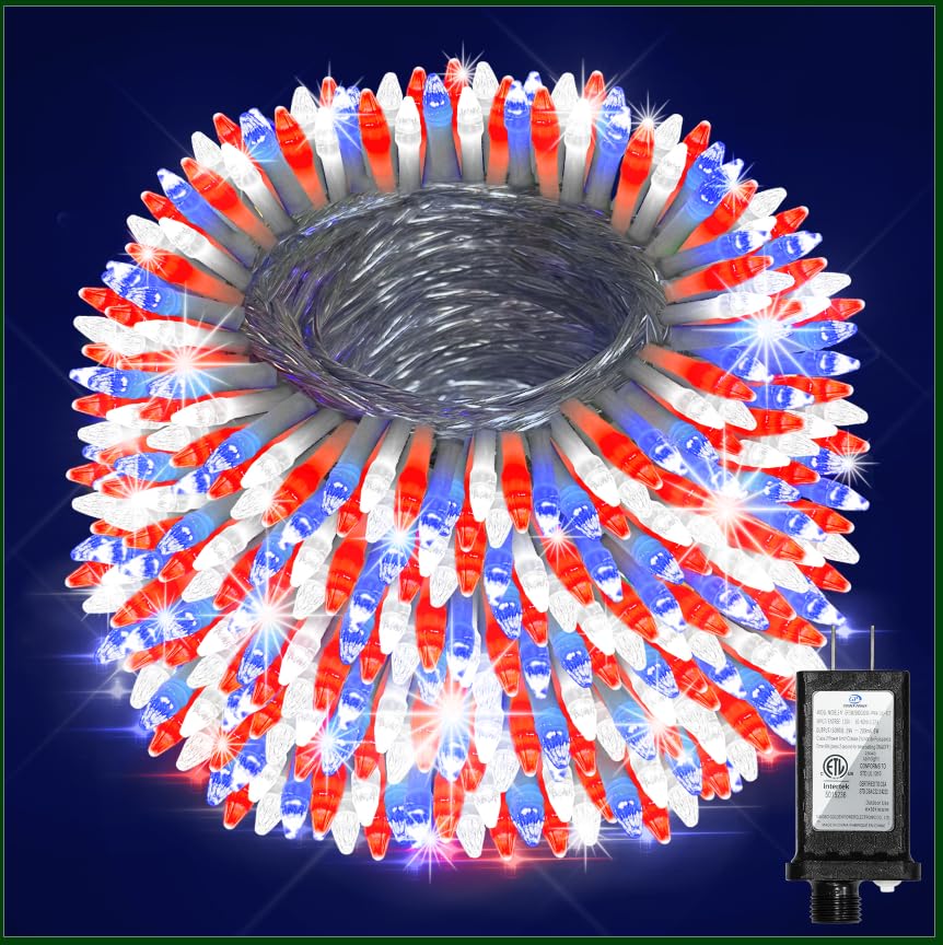 1500 Led 470Ft Christmas String Lights Outdoor  12 Pro Modes And Timer Memory & Brightness  Plug In Waterproof Clear Wire Twinkle Light For For Xmas Yard Tree Wedding Party Decor Red White Blue