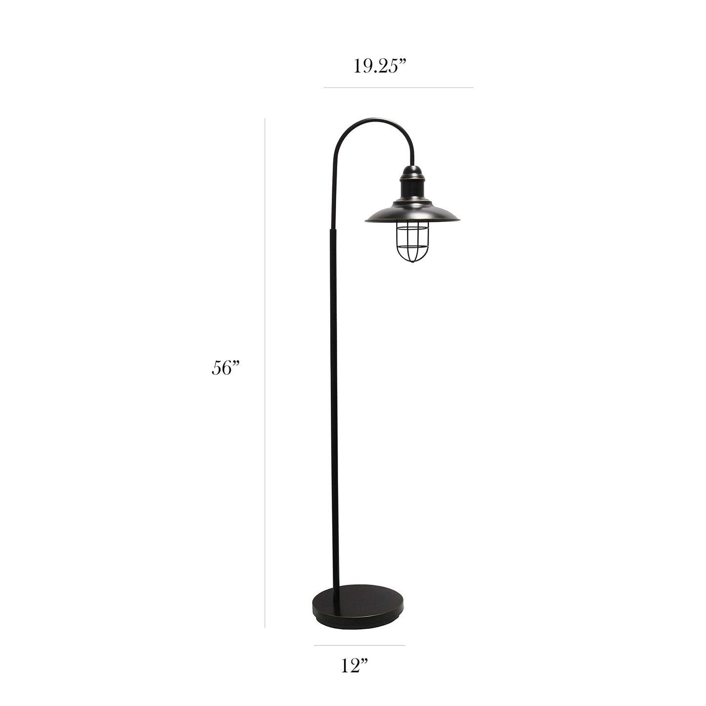 Elegant Designs Rustic Open Cage Floor Lamp, Metal, 19.25inL x 12inW x 64inH, Restoration Bronze, Model LF1032-RBZ