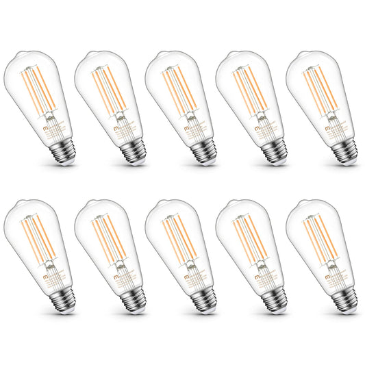 MASTERY MART ST21 Dimmable LED Vintage Edison Light Bulb 100W Equivalent 10 Pack 2700K Soft White Clear Glass E26 Base 1100LM