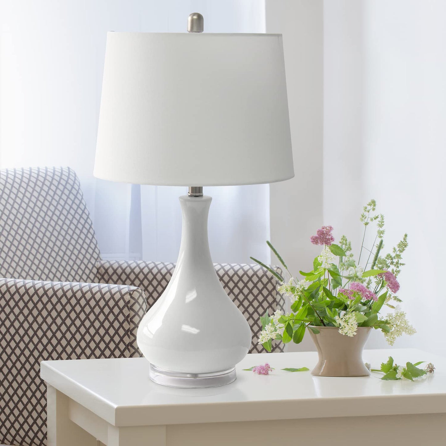 Elegant Designs LT3312-AQU Ceramic Table Lamp, Glossy Tear Drop Shape, 14inL x 14inW x 26.25inH, Aqua