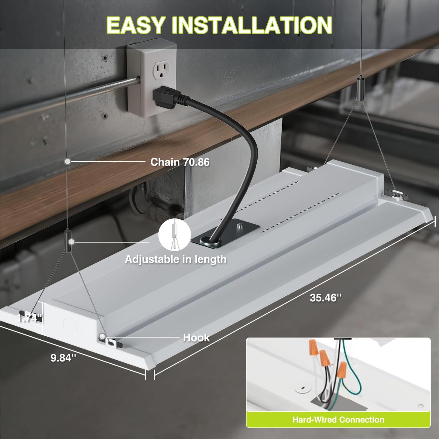 Led Linear High Bay Shop Light With Motion Sensor 300W  Larger Central Lighting Area  45000Lm  120-277V  0-10V  5000K  Commercial Linear High Bay Led Shop Lights For Warehouse Industrial Garage   Ul
