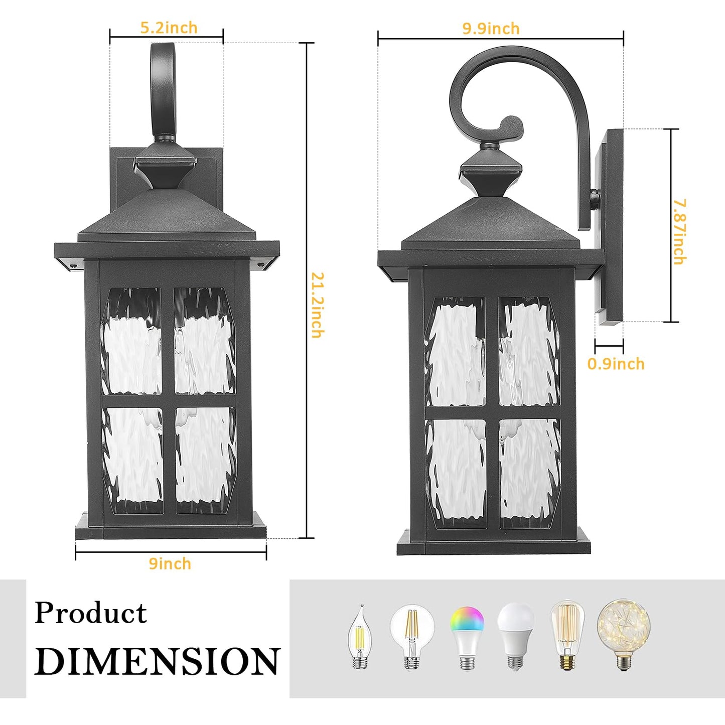 Darkaway Large Outdoor Light Fixtures Wall Mount  21Inch Outside Wall Lights Exterior Lighting Fixture With Water Ripple Glass Outdoor Sconce For House Porch Hallway Garage  2Pack