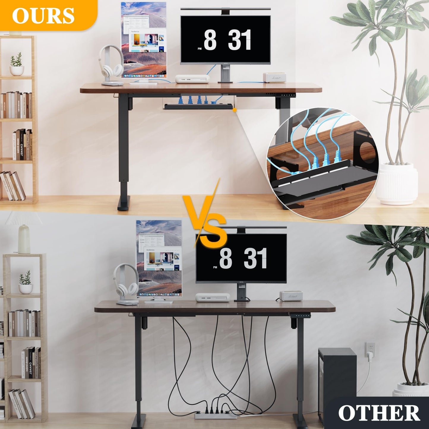 PiomuDek Standing Desk Frame with 330lbs Powerful Dual Motor, Electric Adjustable Height Computer Desk Legs, Sit Stand Up Desk Base with Memory Controller, for Home Office, Black,ED04NB (Frame Only)