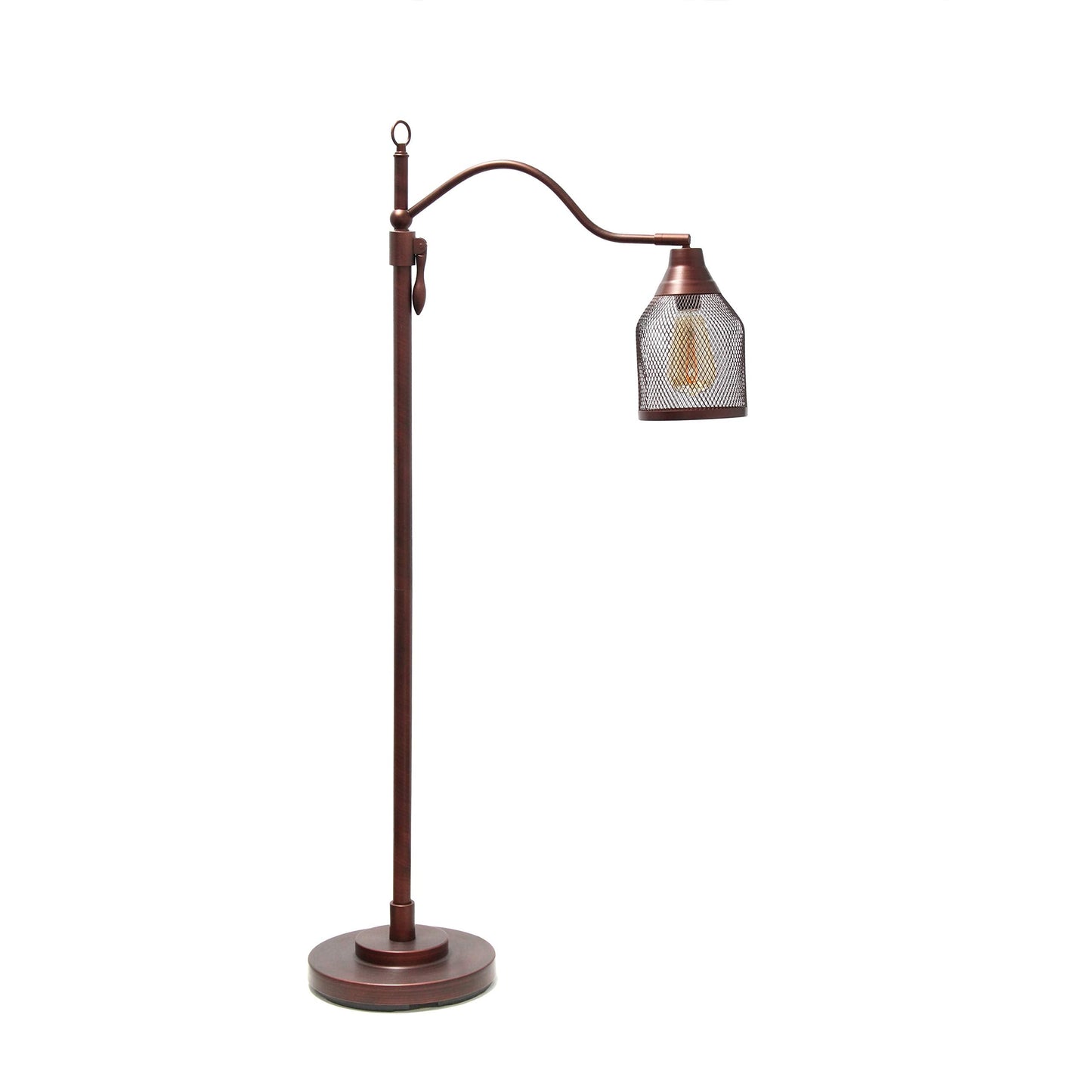 Elegant Designs Adjustable Floor Lamp Metal Netted Shade 10inL x 24.25inW x 60inH Red Bronze Model LF1029-RDB