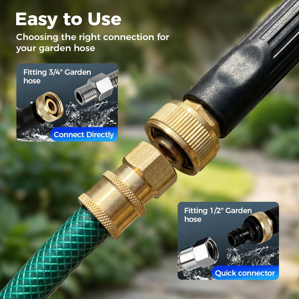 Jet Nozzle Power Washer for Garden Hose with 3 high-pressure nozzles, 2026 New Pressure Washer, Turn Any Hose Into a High Pressure Water Jet for Patio Garden Outdoor Cleaning (Black)