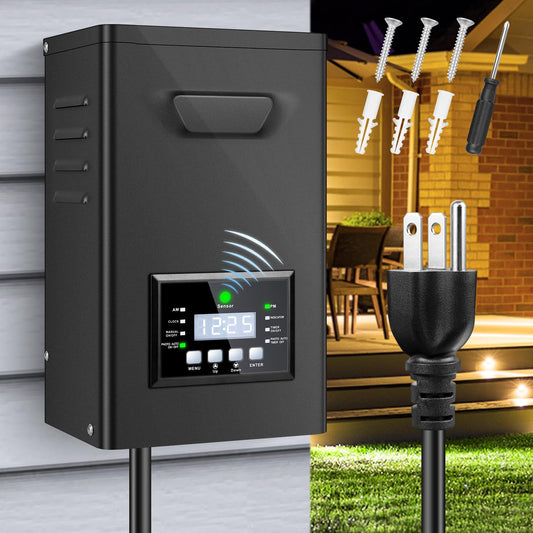 150W Low Voltage Landscape Transformer  Landscape Lighting Transformer With Timer And Photocell Sensor  120V Ac To 12V/15V Ac Outdoor Weatherproof Low Voltage Transformers For Landscape Lighting