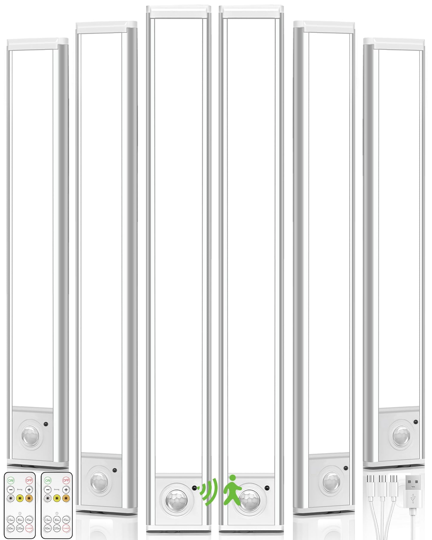 Ametheus 6Pack 16Inch Under Cabinet Lighting  Rechargeable Motion Sensor Light Wireless Indoor  Dimmable 3 Color Temps Closet Lights With Remote  Under Counter Led Lights For Kitchen  Stairs