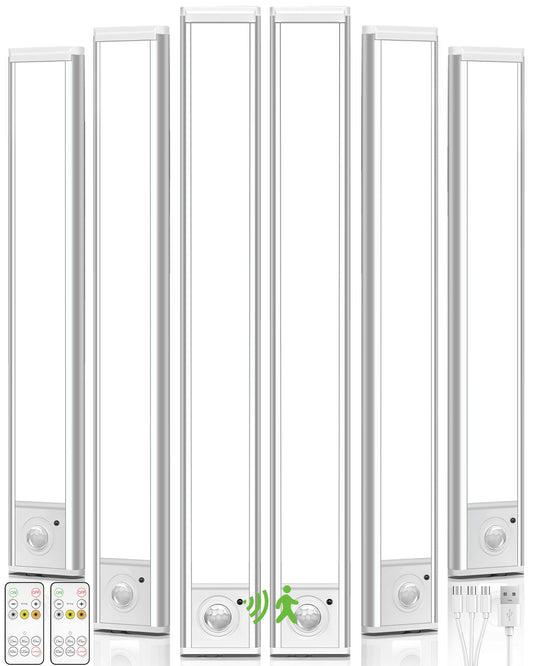 Ametheus 6Pack 16Inch Under Cabinet Lighting  Rechargeable Motion Sensor Light Wireless Indoor  Dimmable 3 Color Temps Closet Lights With Remote  Under Counter Led Lights For Kitchen  Stairs