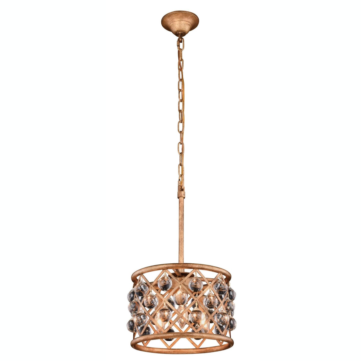Elegant Lighting Madison 3-Light Pendant Lamp, 12in Depth x 9in Height, Mocha Brown Finish, Crystal, Model 1213D12MB/RC