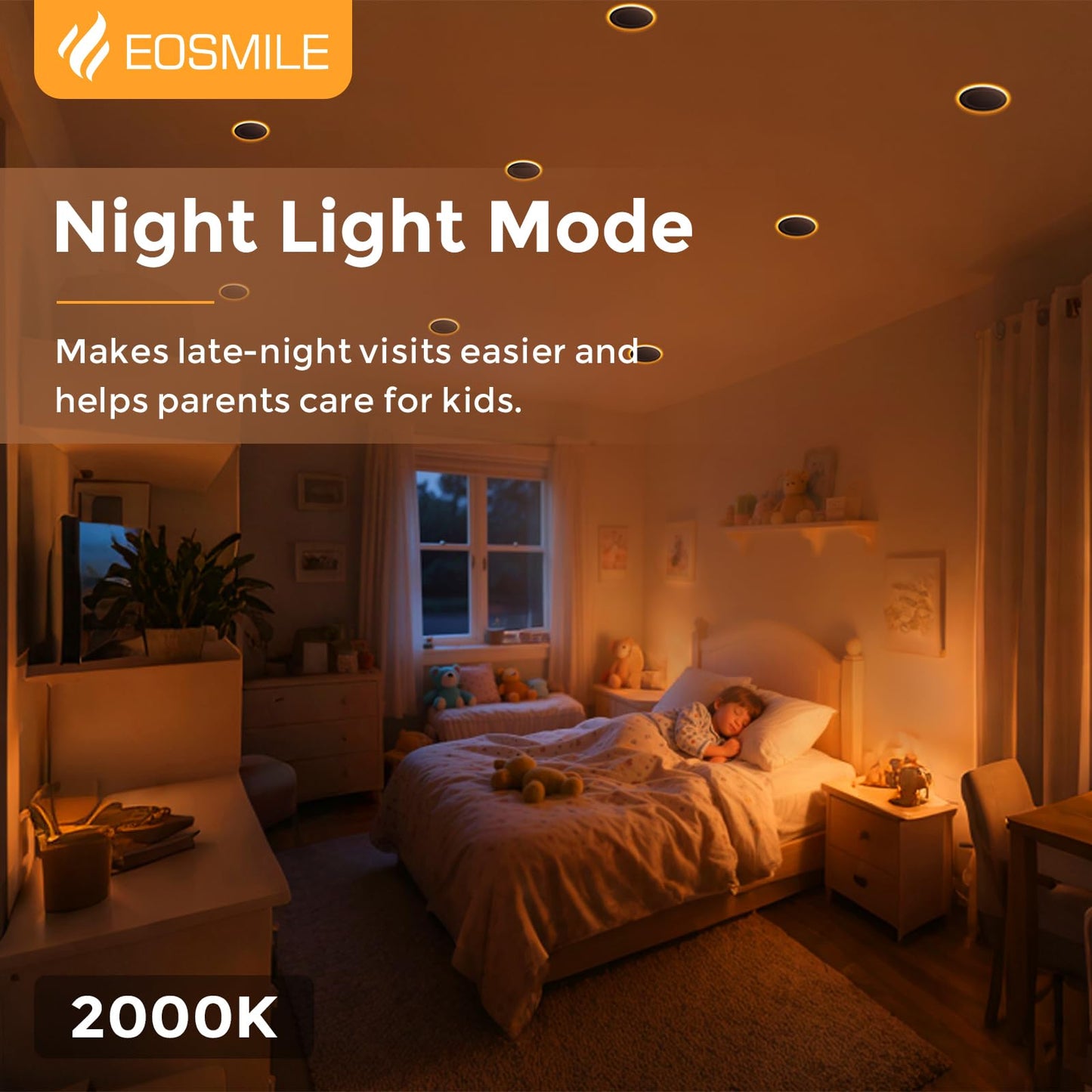 Eosmile 12 Pack White Recessed Lighting 6 Inch With Night Light  Canless Wafer  Dimmable & 5 Color Selectable  12W  120V  1100Lm  Dimmable  Etl Fcc