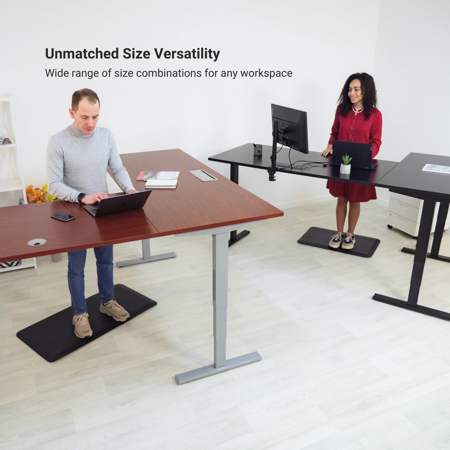 Progressive Desk L Shaped Height Adjustable Standing Desk 78" x 48" - Corner Computer Desk - Electric Stand Up Rising Workstation - Black Frame/Bright Beech Top